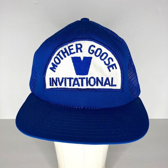 Vintage Mother Goose Invitational Blue Trucker Hat Snapback Mesh Cap - Picture 1 of 6